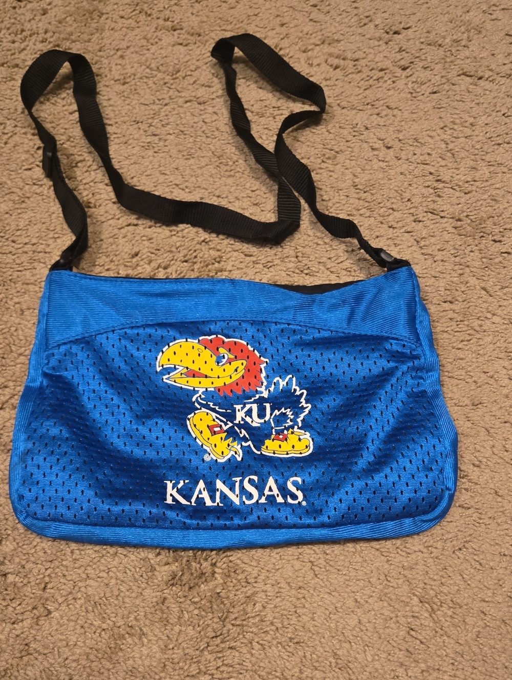 Kansas Jayhawk Royal Blue Mesh Crossbody Bag